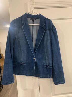 INC International Concepts Blue Denim Blazer Jacket
